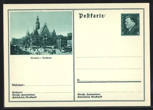 AK Breslau, Rathaus, Ganzsache
