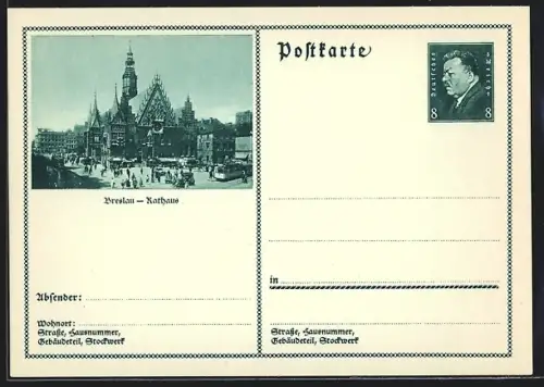 AK Breslau, Rathaus, Ganzsache