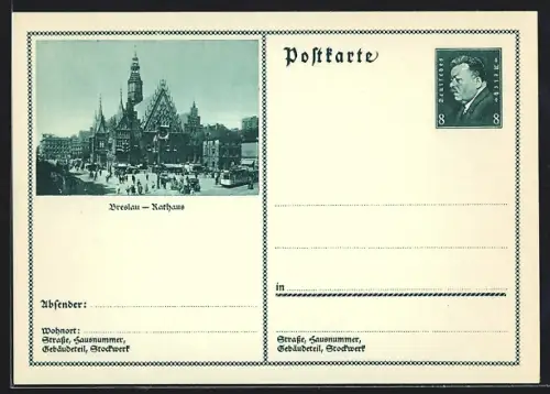 AK Breslau, Rathaus, Ganzsache