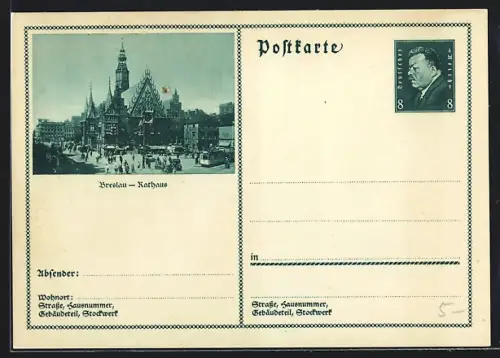 AK Breslau, Rathaus, Ganzsache
