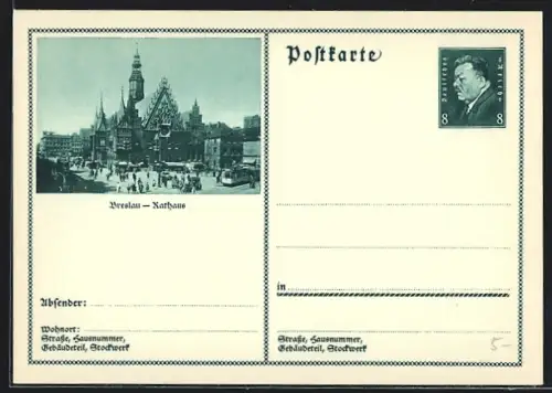 AK Breslau, Rathaus, Ganzsache