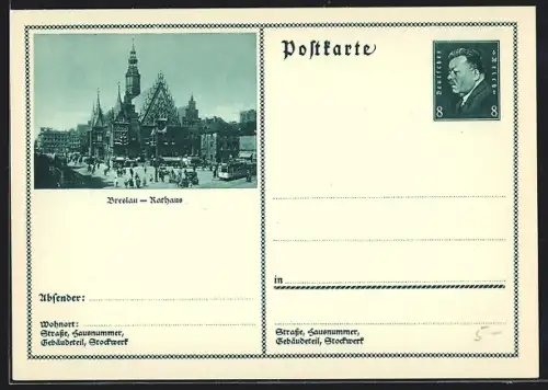 AK Breslau, Rathaus, Ganzsache