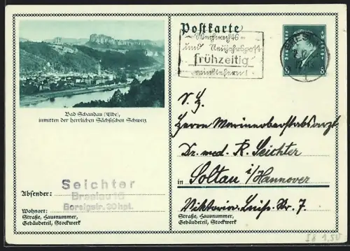 AK Bad Schandau /Elbe, Ortsansicht, Ganzsache