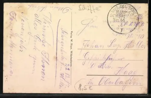 AK Kriegsschiff SMS Schwaben auf See