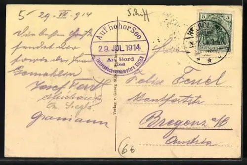 AK Passagierschiff Turbinen-Schnelldampfer Kaiser auf See