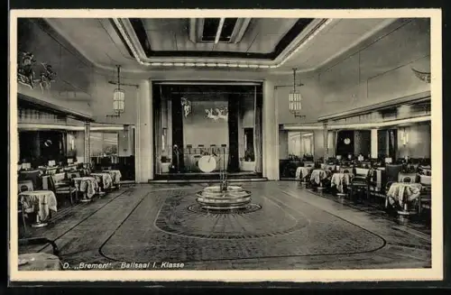 AK Ballsaal der 1.Klasse des Passagierschiffs Bremen, Norddeutscher Lloyd