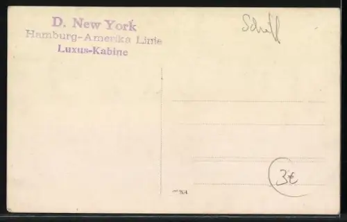 AK Hamburg-Amerika Linie, Passagierschiff New York, Luxus-Kabine