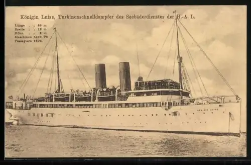 AK Passagierschiff Königin Luise, Seebäderdienst der HAL
