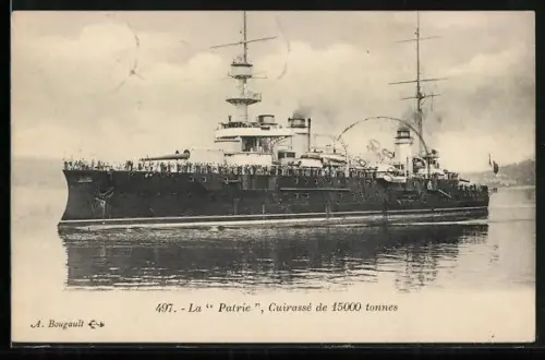 AK Kriegsschiff Cuirassé Patrie sticht in See