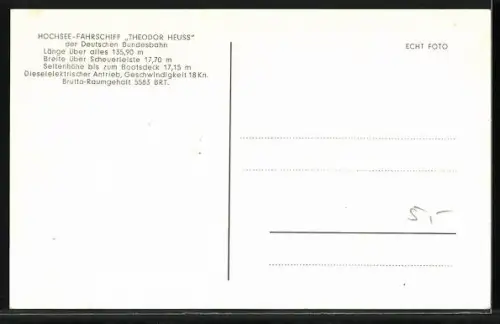 AK Hochsee-Fährschiff Theodor Heuss auf See