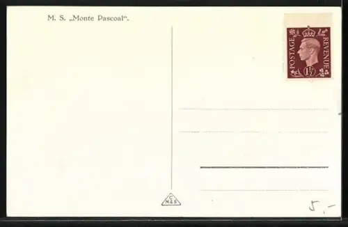 AK Passagierschiff M.S. Monte Pascoal vom Ufer aus
