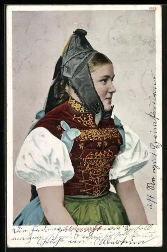 AK Schwarzwälderin in Schwarzwälder Tracht