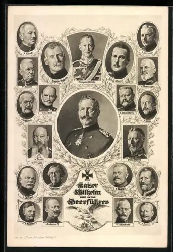 AK Kaiser Wilhelm II. und seine Heerführer