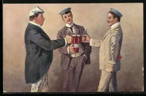 Künstler-AK Georg Mühlberg: Studentenleben, Bierduell