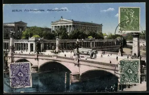 AK Berlin, Friedrichsbrücke mit Nationalgalerie