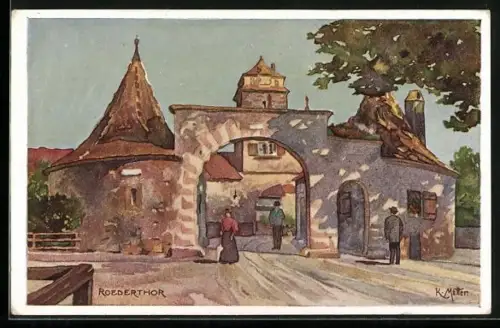Künstler-AK K. Mutter: Rothenburg / Tauber, Roederthor