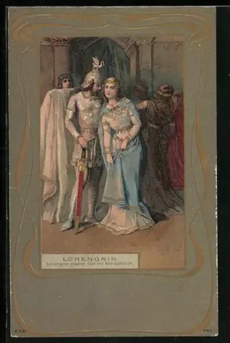 AK Parsival, Lohengrin accompanies Elsa to the Bridal Chamber, Jugendstil