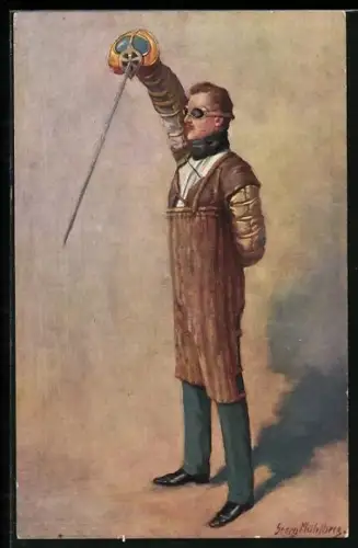 Künstler-AK Georg Mühlberg: Der Herr Paukant mit Degen