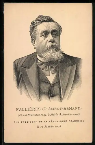 Künstler-AK Clément-Armand Fallières, Présidente de la République Francaise