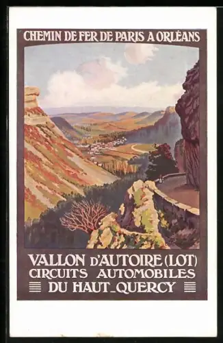 Künstler-AK Tourismus-Reklame der Chemins de Fer de Paris a Orléans, Vallon d`Autoire