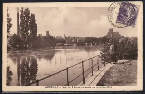 AK Auxerre, Vue sur l`Yonne en amont du Pont Paul-Bert