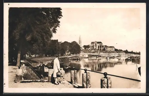 AK Auxerre, Église Saint-Germain au bord de l`Yonne