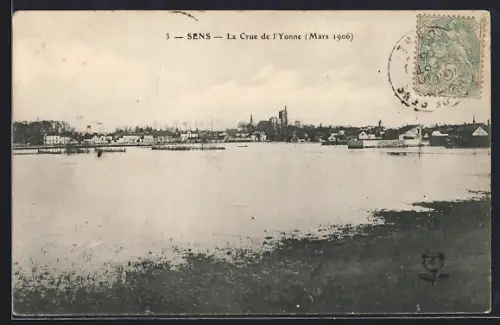 AK Sens, La Crue de l`Yonne, Mars 1906