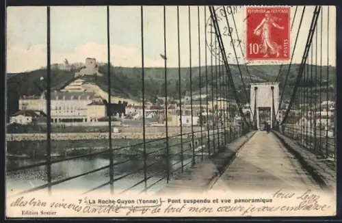 AK La Roche-Guyon /Yonne, Pont suspendu et vue panoramique