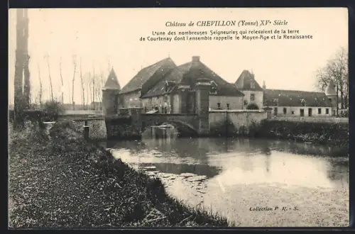 AK Chevillon /Yonne, Château du XVe siècle et sa rivière environnante