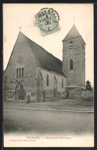 AK Vincelles, L`Église, côté Sud-Ouest