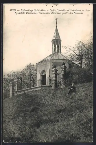 AK Sens, L`Ermitage Saint-Bond, petite chapelle au sud-ouest de Sens, splendide panorama d`été