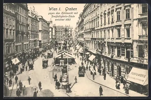 AK Wien, Graben, Ansicht gegen den Kohlmarkt mit Dreifaltigkeitssäule