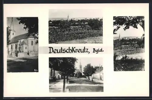 AK Deutschkreutz /Bgld., Kirche, Strassenpartie, Ortspartie