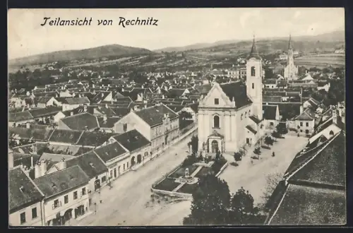 AK Rechnitz, Teilansicht mit der Kirche