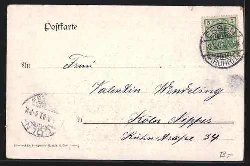 AK Essen /Ruhr, Bismarck-Denkmal und Kgl. Eisenbahn-Direktion