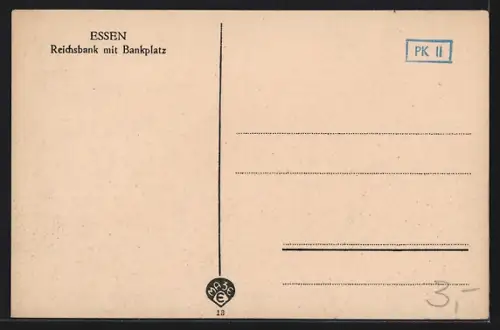 AK Essen / Ruhr, Reichsbank, Bankplatz