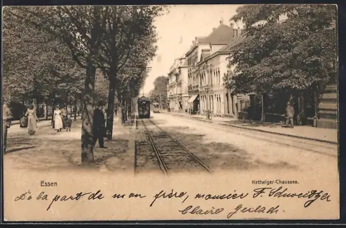 AK Essen, Kettwiger Chaussee, Strassenbahn