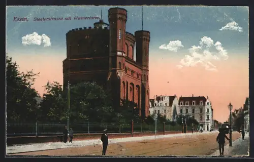 AK Essen, Steelerstrasse mit Wasserturm