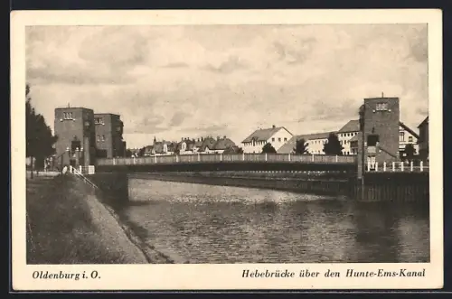 AK Oldenburg i. O., Hebebrücke über den Hunte-Ems-Kanal