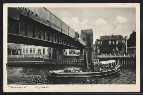 AK Oldenburg a. O., Hauptbrücke mit Dampfer