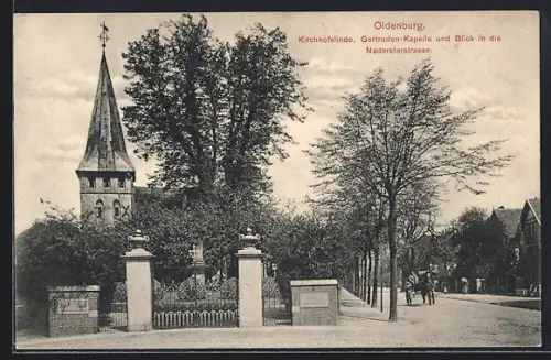 AK Oldenburg / O., Kirchhofslinde, Gertruden-Kapelle, Blick in die Nadorsterstrasse