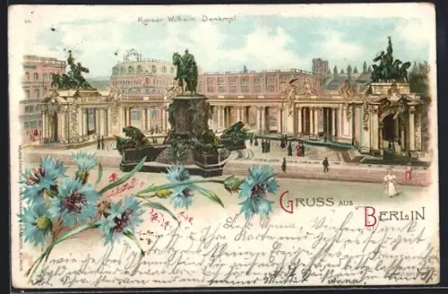 Lithographie Berlin, Kaiser Wilhelm-Denkmal