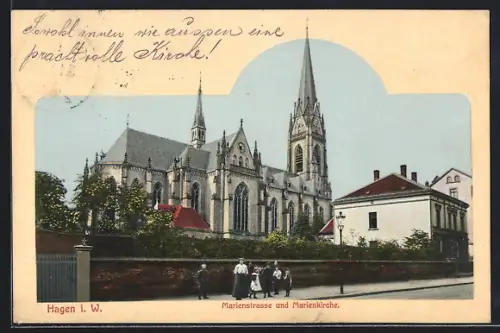 AK Hagen i. W., Marienstrasse, Marienkirche