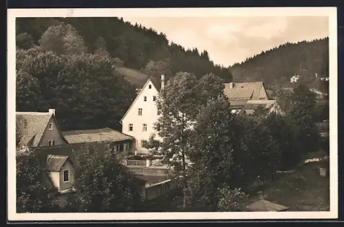AK Unterachtel, Gasthaus von S. Rauenbusch, Eingang der Fränkischen Schweiz