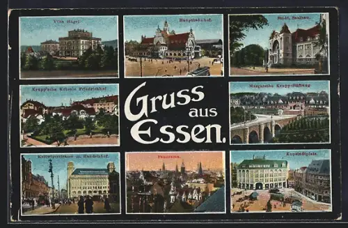 AK Essen, Hauptbahnhof, Kopstadtplatz, Stadt. Saalbau