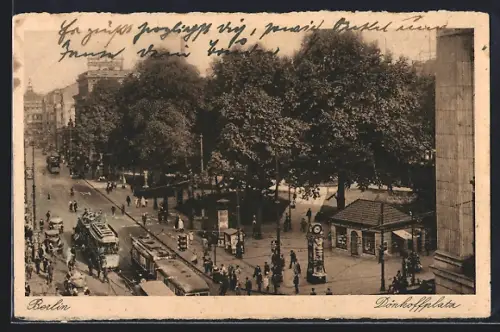 AK Berlin, Dönhoffplatz, Strassenbahn, Platzansicht