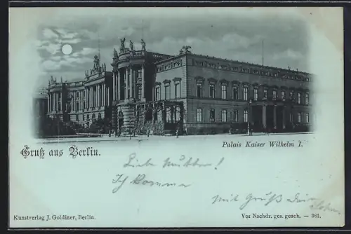 Mondschein-AK Berlin, Palais Kaiser Wilhelm I