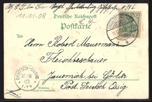 Lithographie Berlin-Kreuzberg, Wasserfall im Viktoriapark, Statue