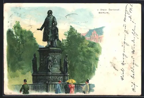 Lithographie Berlin, Von-Stein-Denkmal, Dönhoffplatz
