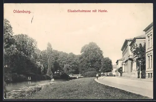 AK Oldenburg / O., Elisabethstrasse mit Hunte